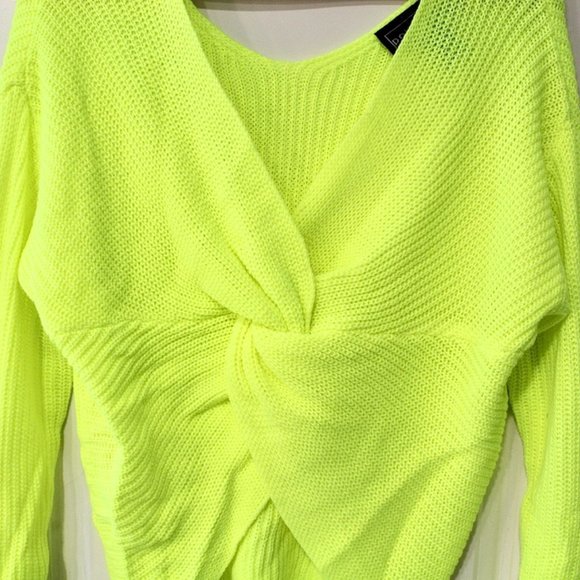 Front Tie Long Sleeve Neon Top - Picture 3 of 3